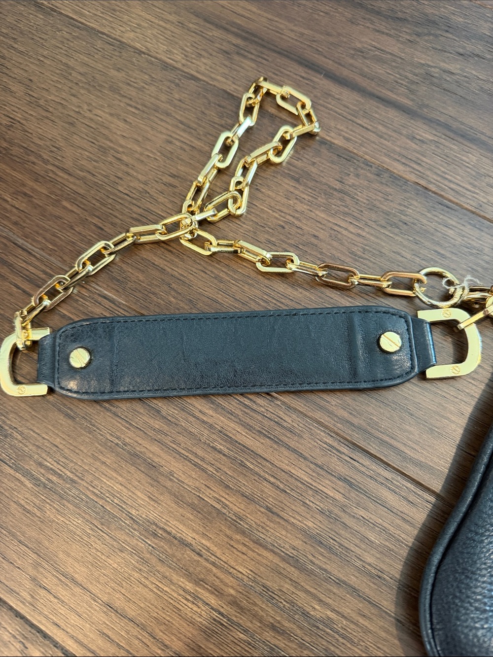 Tory Burch Black Leather Crossbody with Gold-Tone Logo and Chain - C39-182 - Picture 13 of 14